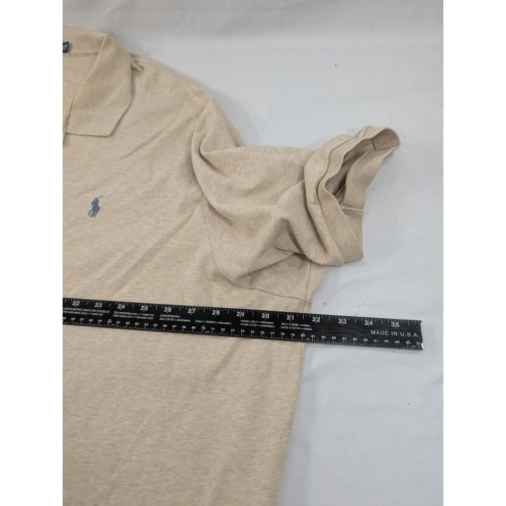 Vintage Polo Ralph Lauren Polo Shirt‎ Men 4XB Heathered Tan Cotton Pony